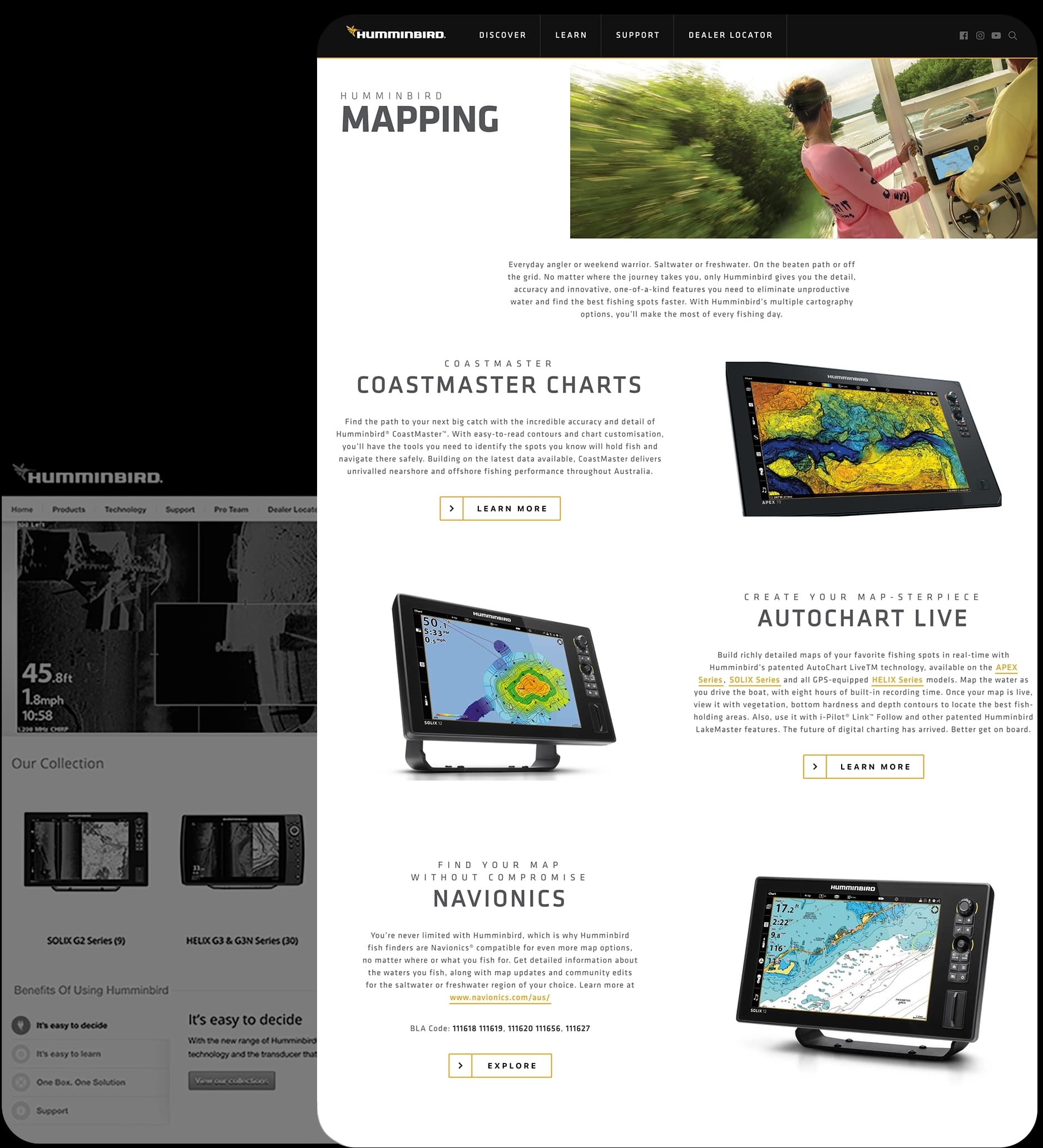 Webpage showing two website old version and new version side by side for comparison